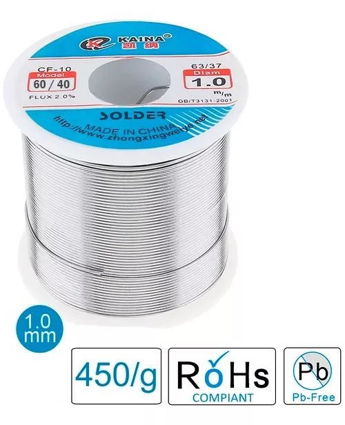 Rollo De Soldadura 450 Grs Aleación 60/40 Estaño/ Plomo 1 Mm - Tecneu