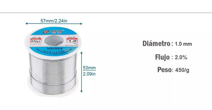 Rollo De Soldadura 450 Grs Aleación 60/40 Estaño/ Plomo 1 Mm - Tecneu