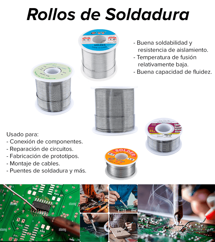 Rollo De Soldadura 450 Grs Aleación 60/40 Estaño/ Plomo 1 Mm - Tecneu