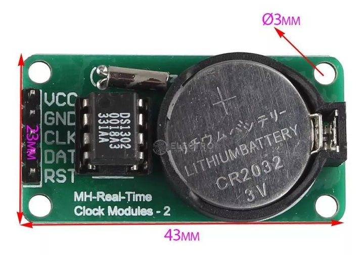 Rtc Ds1302 Modulo Reloj De Tiempo Real Con Bateria - Tecneu