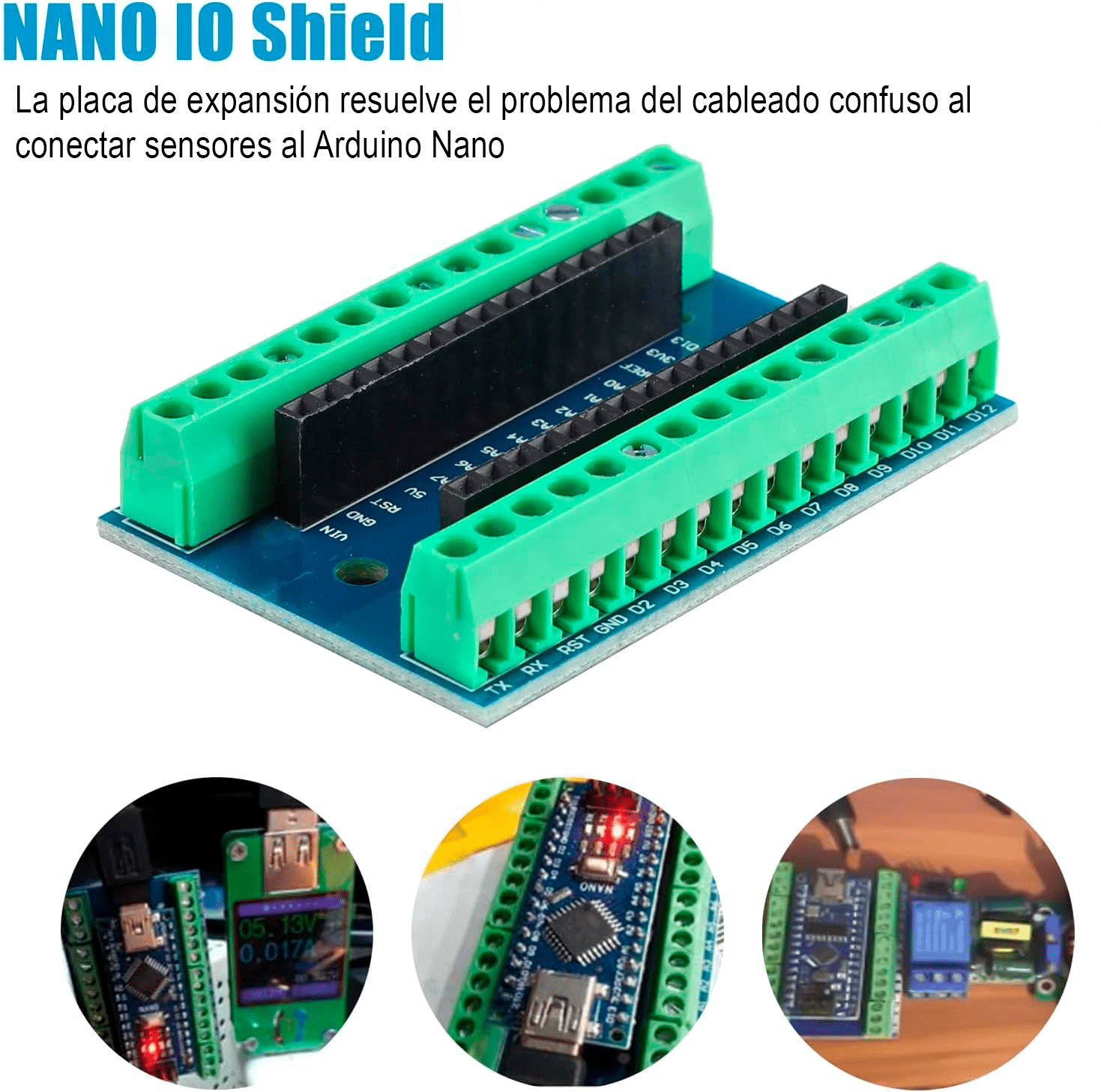 Screw Shield Arduino Nano V3.0 Clema Bornera Pines Soldados - Tecneu