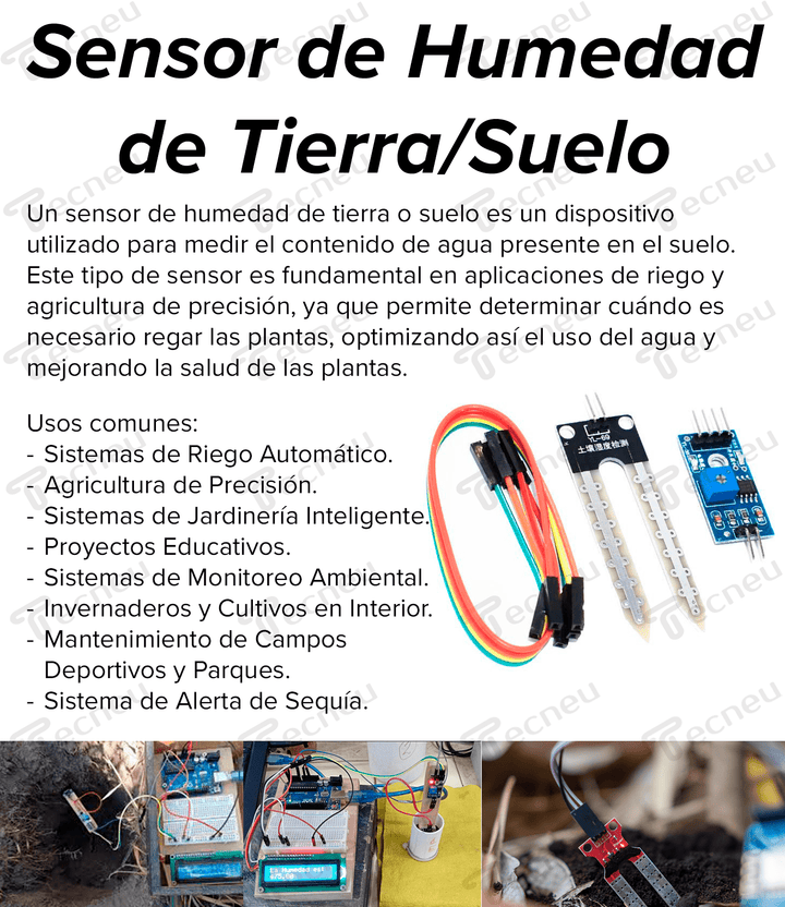 Sensor De Humedad De Tierra Suelo - Tecneu