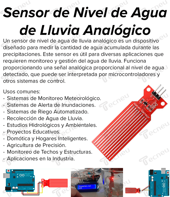 Sensor De Nivel De Agua Lluvia Analogico - Tecneu