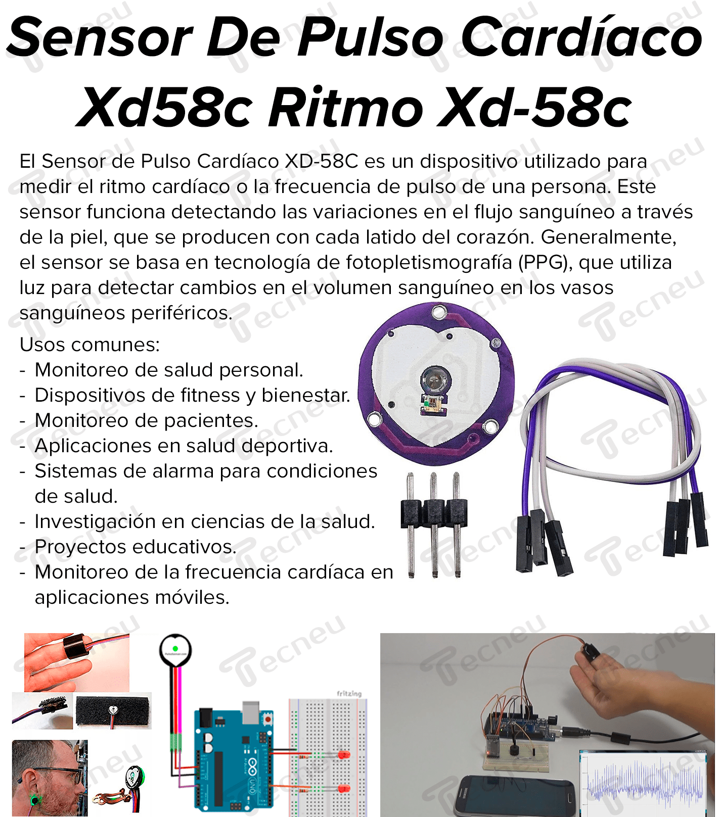 Sensor Cardio Sensor De Pulso Cardíaco Xd58c Ritmo Xd-58c - Tecneu