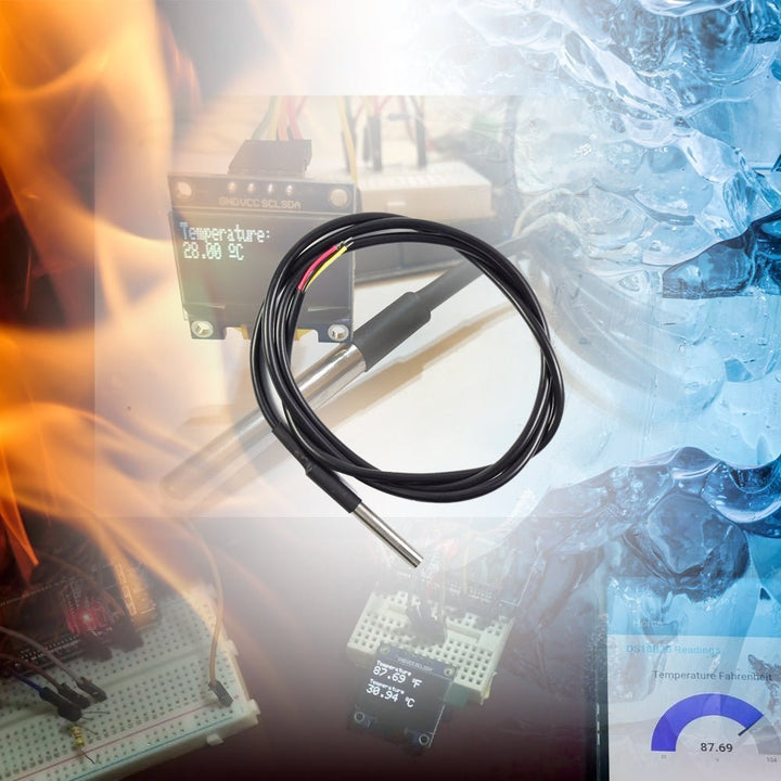 Sensor De Temperatura Digital Ds18b20 Sumergible + Adaptador - Tecneu