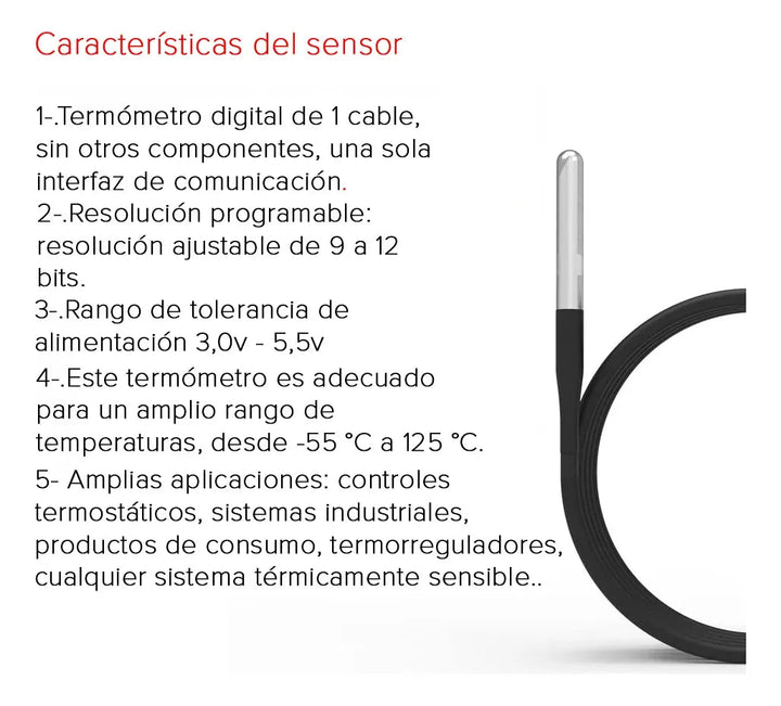 Sensor De Temperatura Ds18b20 A Prueba De Agua - Tecneu