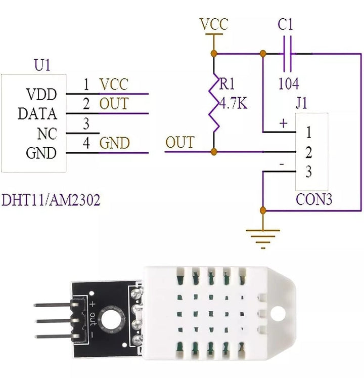 Sensor De Temperatura Y Humedad Dht22 Am2302 C/jumpers - Tecneu