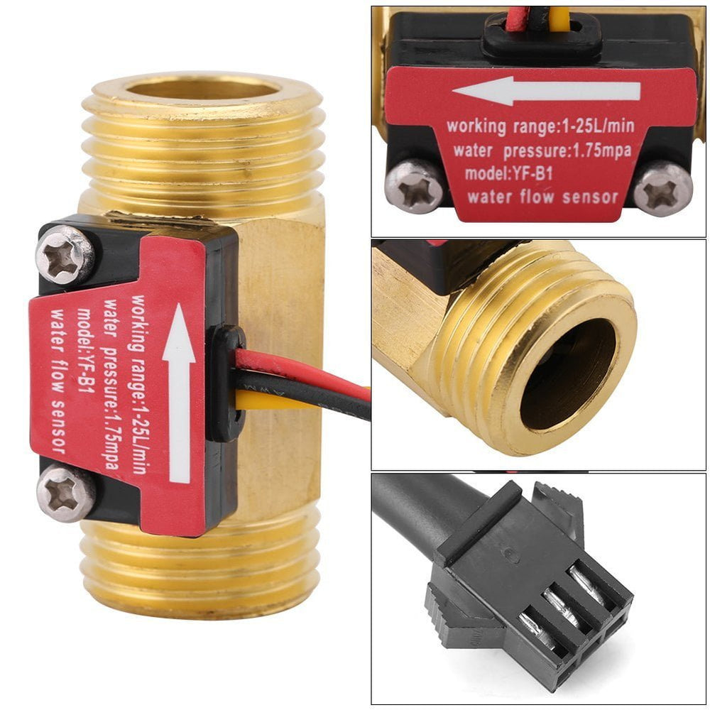 Sensor Flujo De Agua Liquido 1/2" Caudal Metálico Yf-b1 25L/min