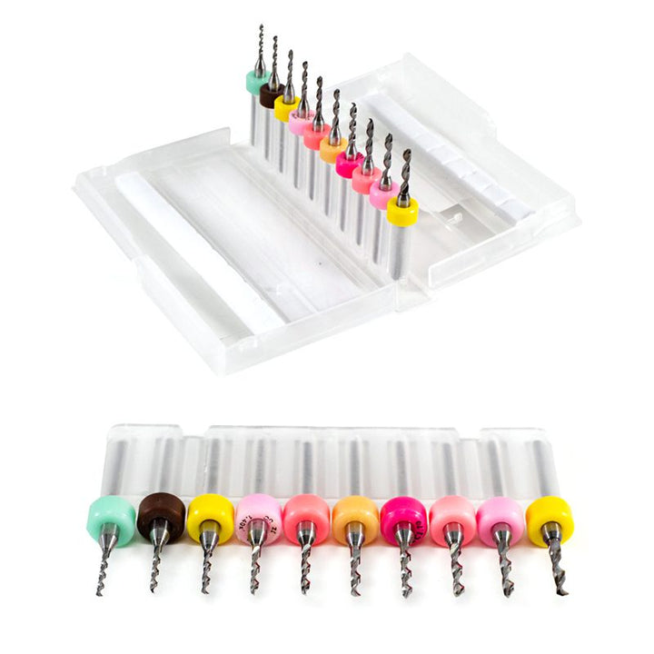 Set 10 Brocas Tungsteno 0.3 - 1.2 Mm Pcb Router Cnc Mototool - Tecneu
