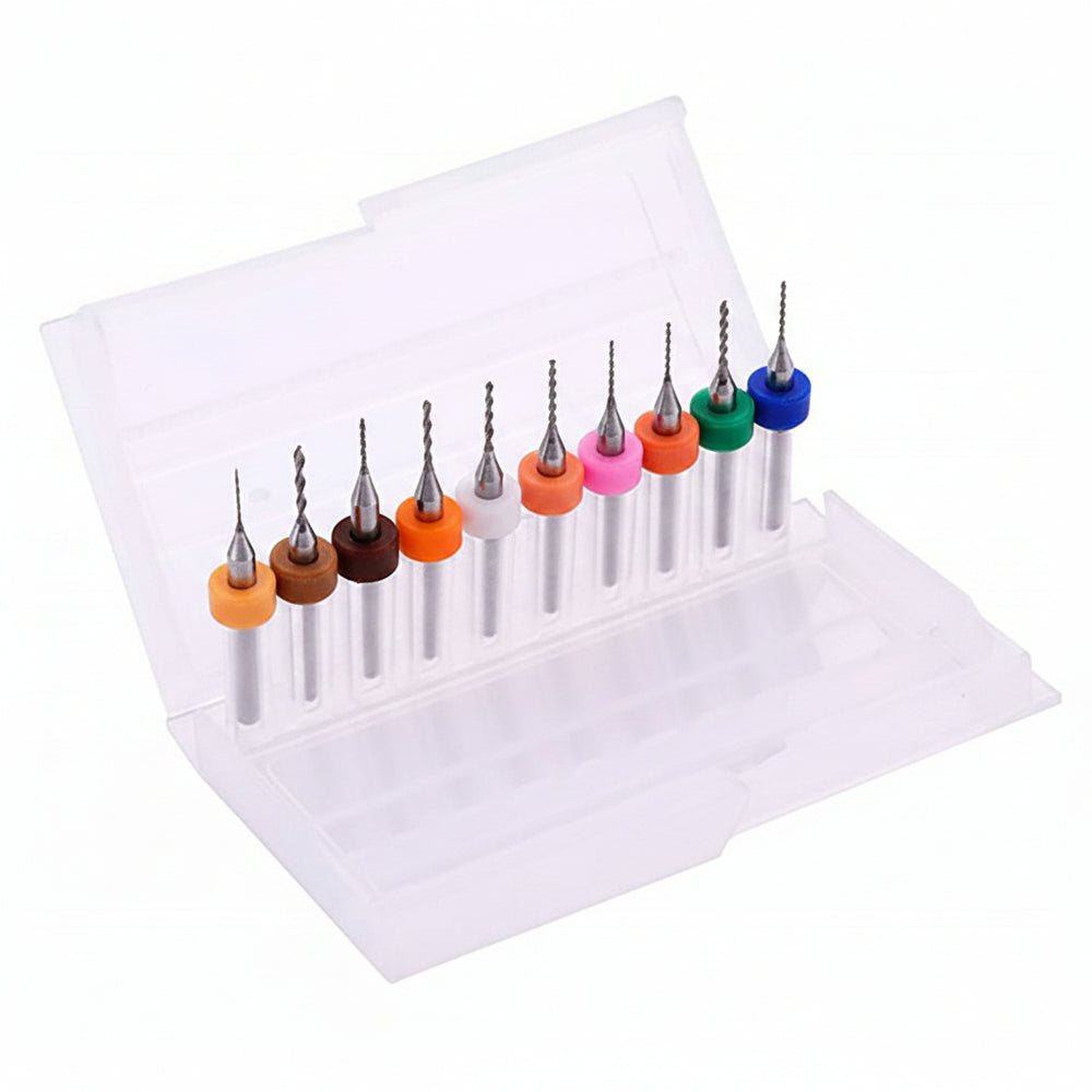 Set 10 Brocas Tungsteno 0.3-1.2 Mm Pcb Router Cnc Mototool