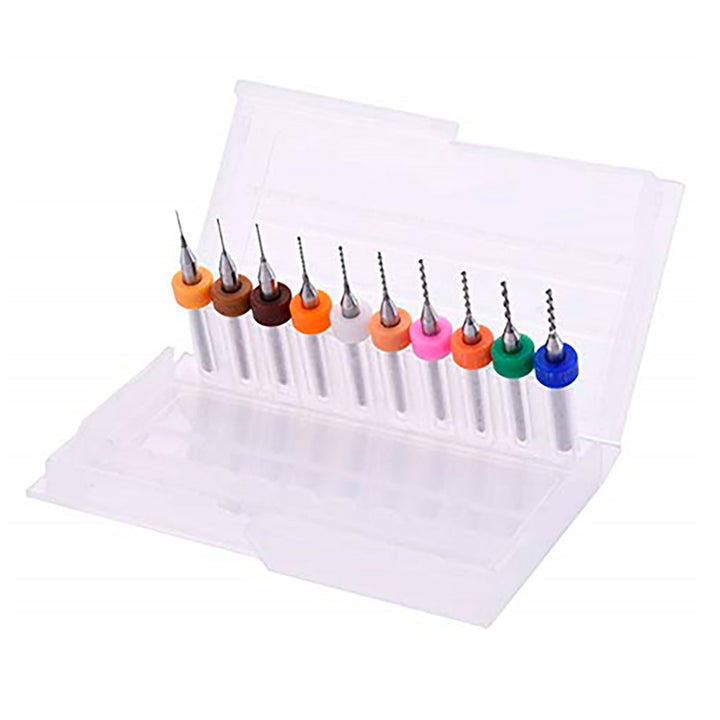 Set 10 Brocas Tungsteno 0.3 - 1.2 Mm Pcb Router Cnc Mototool - Tecneu