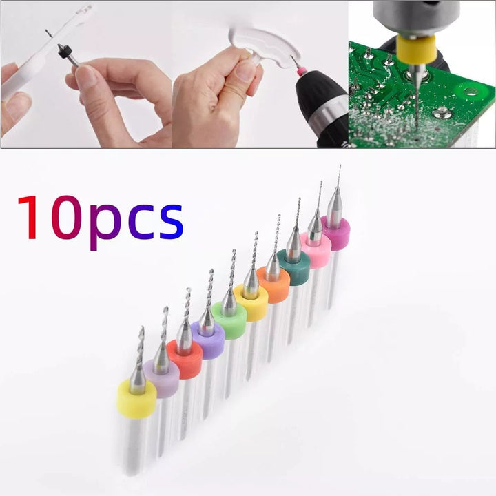 Set 10 Brocas Tungsteno 0.3 - 1.2 Mm Pcb Router Cnc Mototool - Tecneu