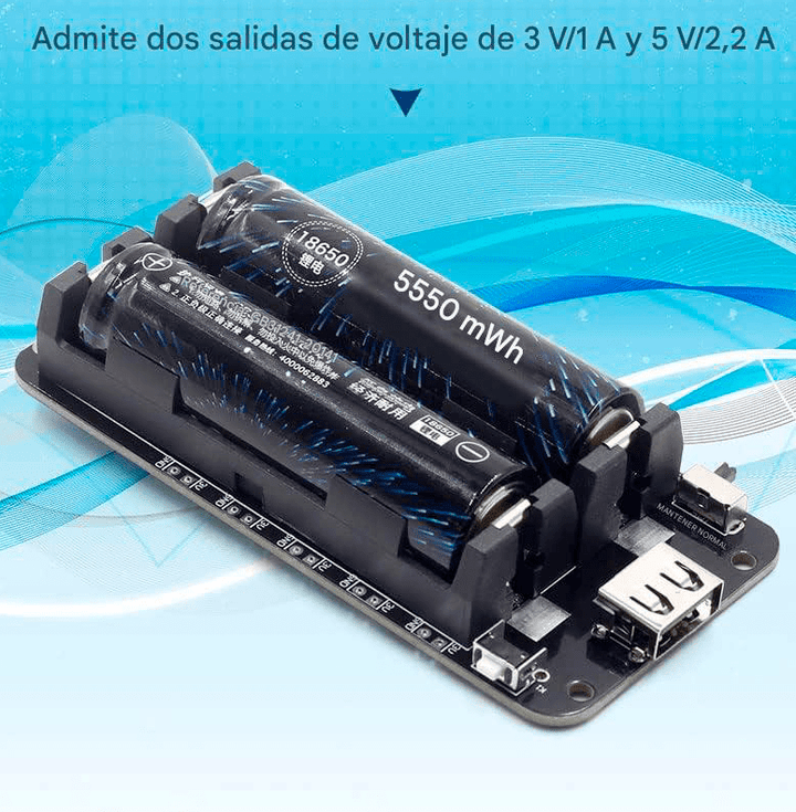Shield Carga Rápida 2 Baterías 18650 3a 5v Y 3v Usb C Micro - Tecneu