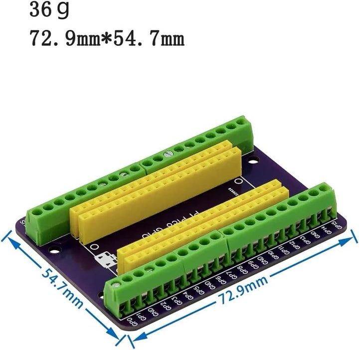 Shield Expansión Raspberry Pi Pico Morado pines Soldados - Tecneu