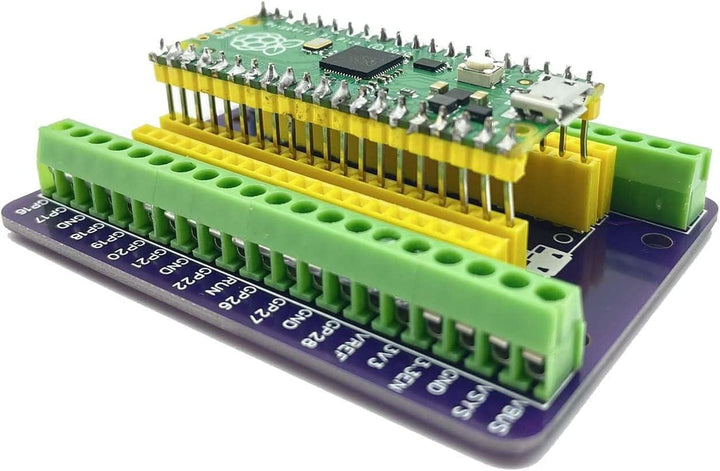 Shield Expansión Raspberry Pi Pico Morado pines Soldados - Tecneu