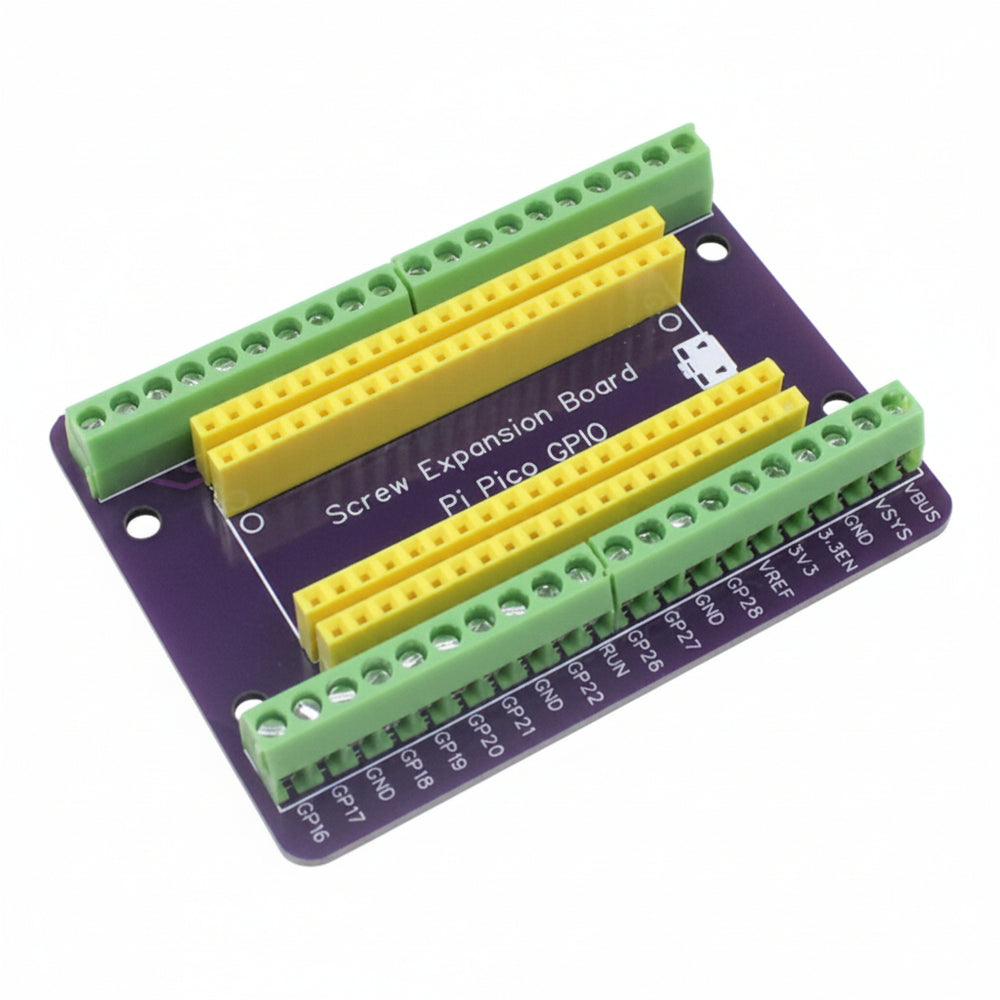Shield Expansión Raspberry Pi Pico Morado pines Soldados