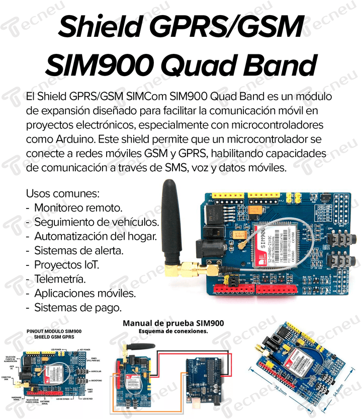 Shield Gprs/gsm Simcom Sim900 Quad Band - Tecneu