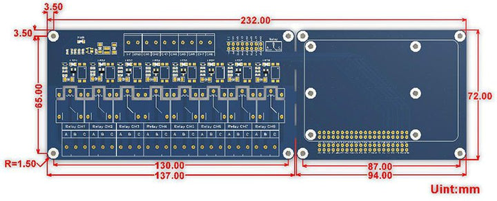 Shield Para Raspberry Pi Relevador De Potencia 10a 8 Canales - Tecneu