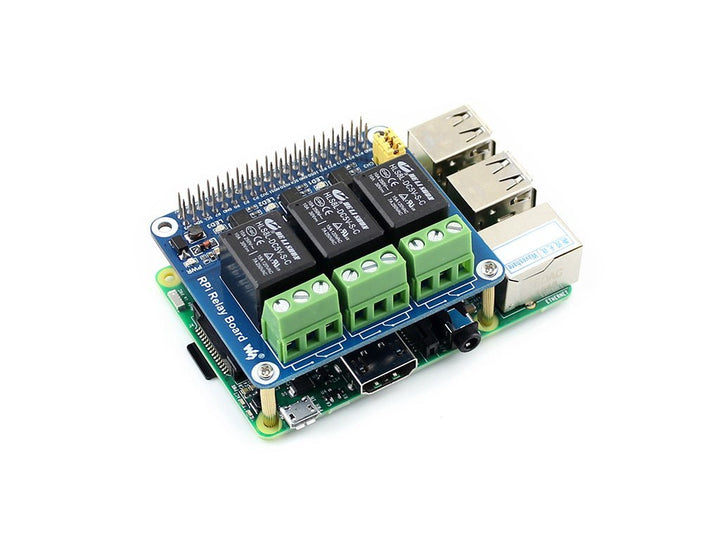 Shield Relevador de Potencia 10A 3 Canales para Raspberry Pi - Tecneu