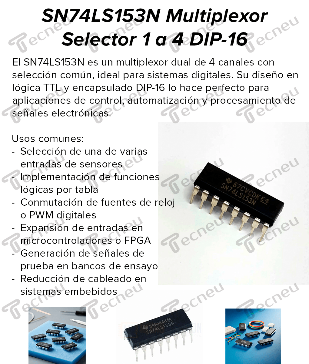 10x SN74LS153N Logikgatter – DIP-14, Dual 4-zu-1 Datenmultiplexer, TTL-kompatibel – Für Digitale Schaltungen