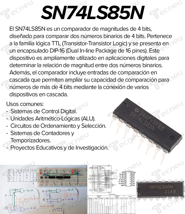 SN74LS85N Comparador de 4 bits DIP - 16 - Tecneu