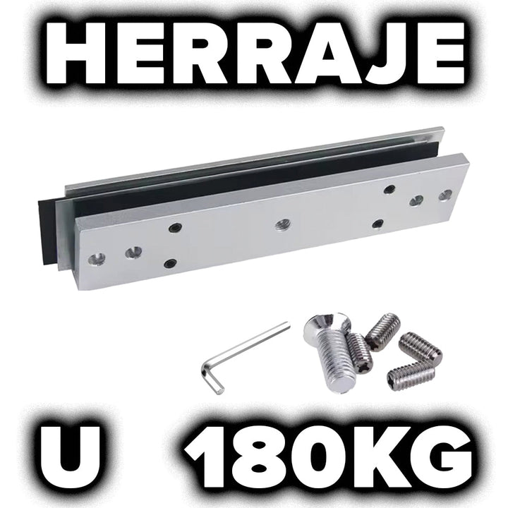 Soporte De Aluminio en U Para Cerradura Magnetica 180Kg Herraje En U - Tecneu