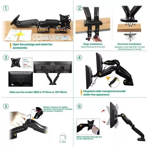 Soporte De Escritorio Para Monitor Doble F160 17" A 27" F160 Flex - Tecneu