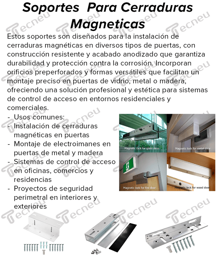 Soporte Herraje En Z Para Cerradura Magnetica De 280Kg De Aluminio - Tecneu