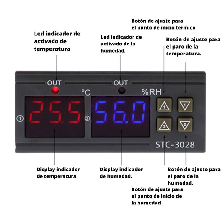 Stc - 3028 Control De Temperatura Y Humedad Incubadoras 110vac - Tecneu