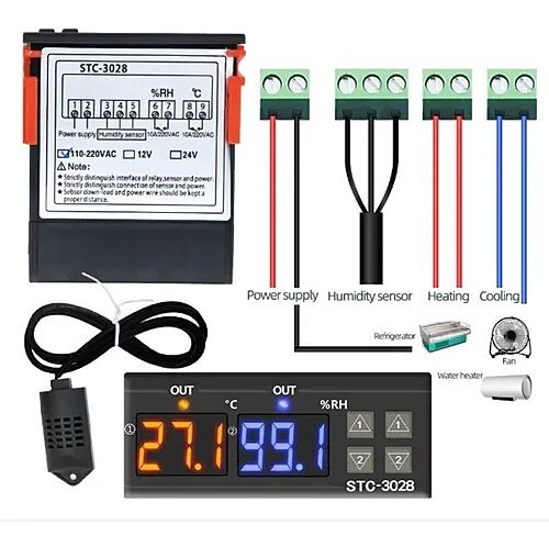 Stc - 3028 Control De Temperatura Y Humedad Incubadoras 110vac - Tecneu