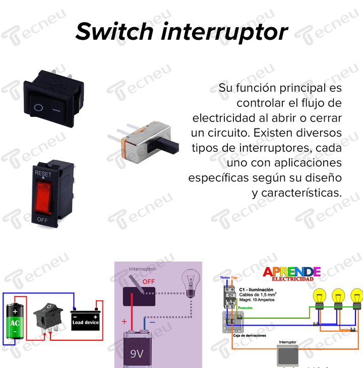 Switch Balancín interruptor 16a/250v 20a/125v 2 Polos 1 Tiro 2 Posición - Tecneu