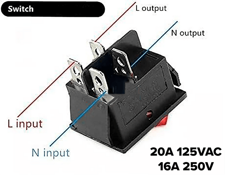 Switch Balancín interruptor 16a/250v 20a/125v 2 Polos 1 Tiro 2 Posición - Tecneu