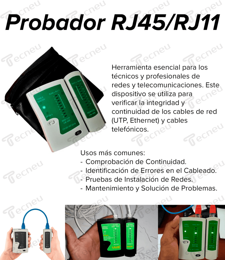 Tester Rj45 Rj11 Probador Cable Red Telefónico Utp Ethernet - Tecneu