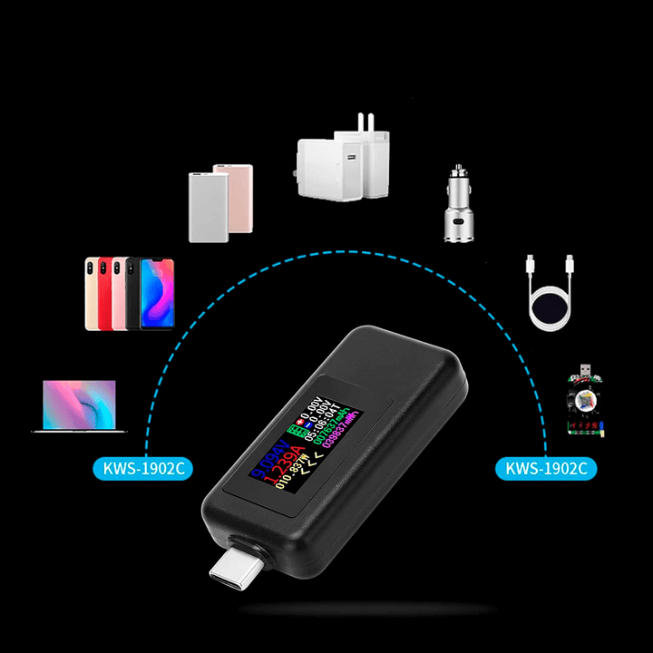 Tester Tipo C Medidor Voltaje Digital Amperaje Carga Telefono 10 En 1 - Tecneu