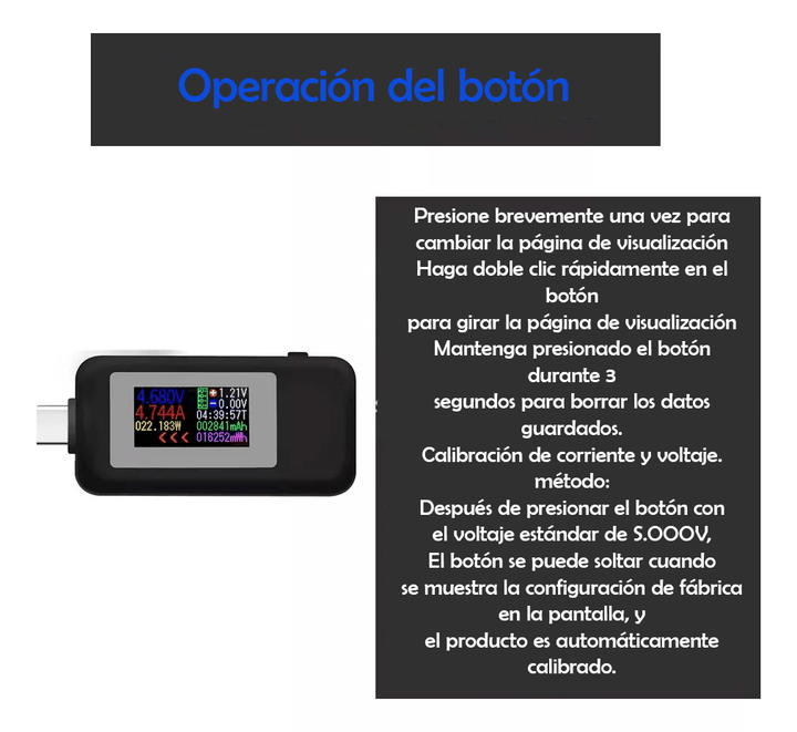 Tester Tipo C Medidor Voltaje Digital Amperaje Carga Telefono 10 En 1 - Tecneu