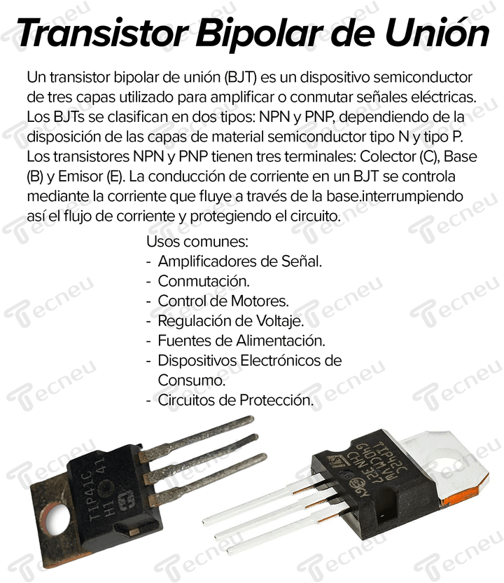 Transistor NPN BC547B BJT TO - 92 45 V 100 mA 300 MHz 500 mW - Tecneu