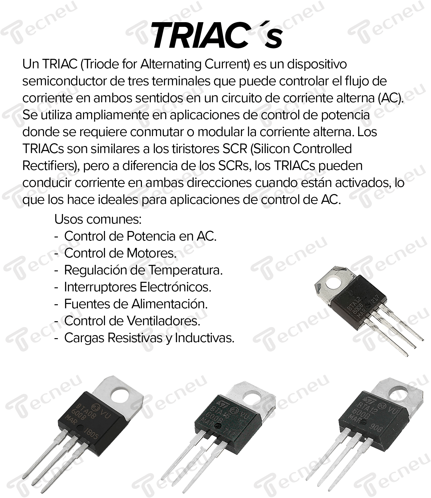 Triac BTA24-800B 800V 24A - Tecneu