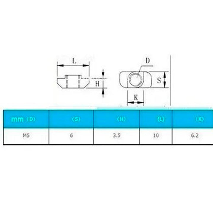 Tuerca Tipo Hammer Para Perfil 2020, 2040 Etc Rosca M5 Cnc 3d - Tecneu