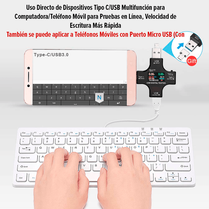 Usb Test Prueba 12 En 1 Medidor Probador Voltaje Amperaje + - Tecneu