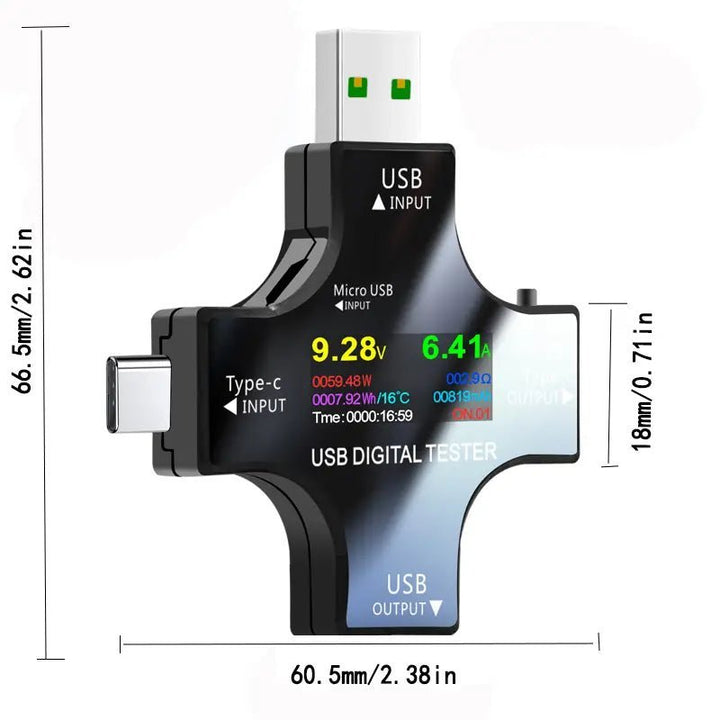 Usb Test Prueba 12 En 1 Medidor Probador Voltaje Amperaje + - Tecneu