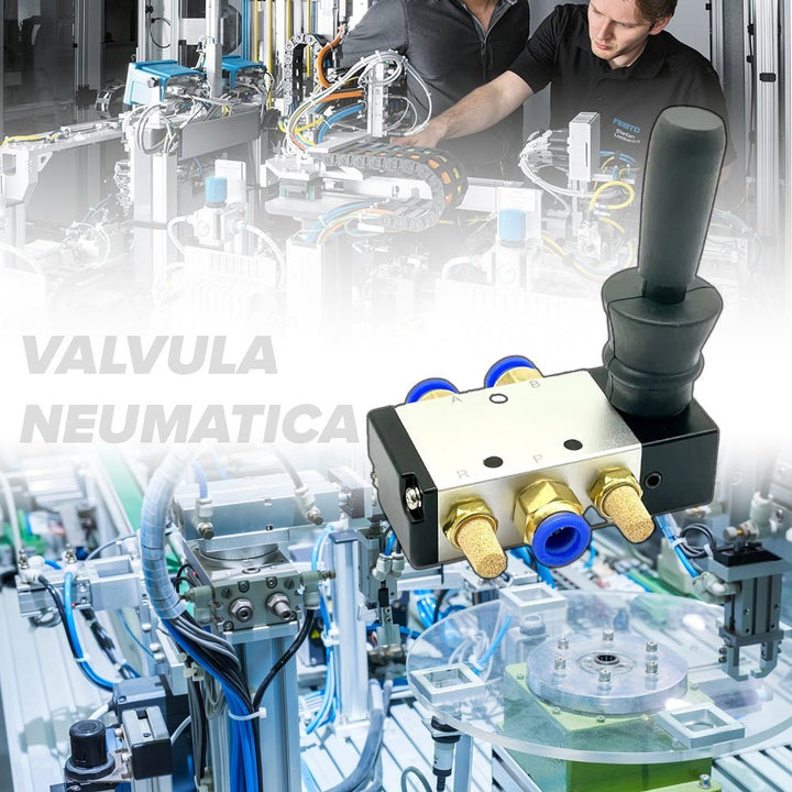 Válvula Neumática 4h310 - 1 Palanca Manual 5 Vías 2 Posiciones - Tecneu