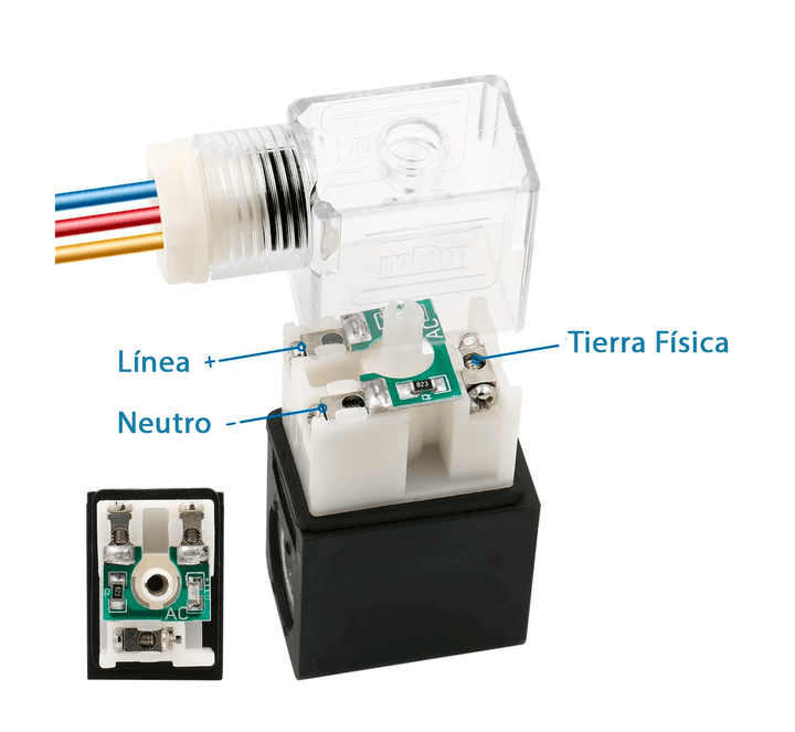 Válvula Neumática Solenoide 4V210 - 08 con Conectores Rápidos 6mm y Silenciadores - Tecneu