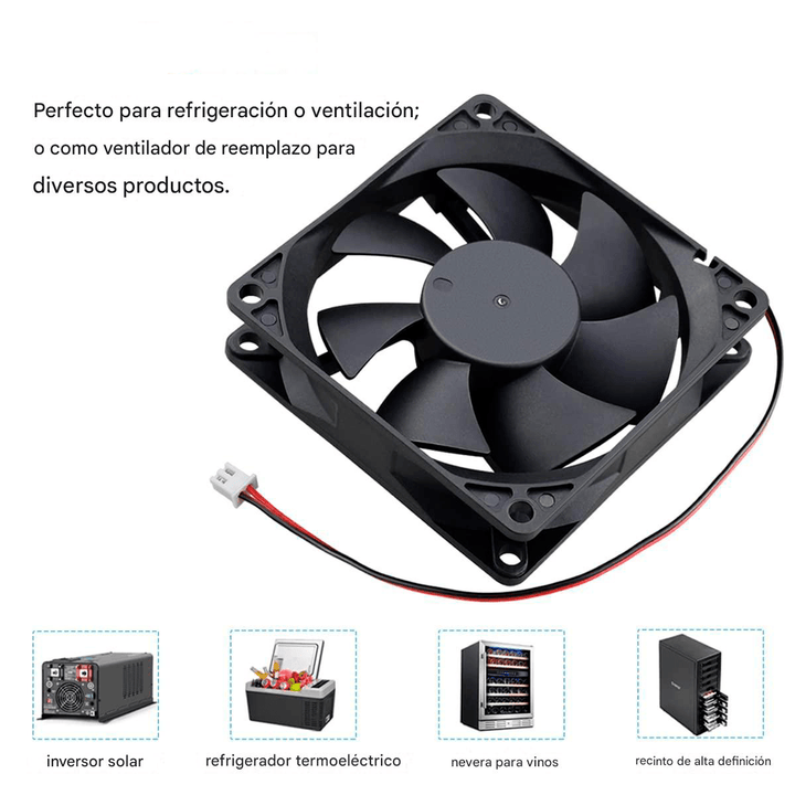 Ventilador Axial Balero Dual Dc 12V 80x80x25mm 2800RPM 0.2A GDA8025 - Tecneu