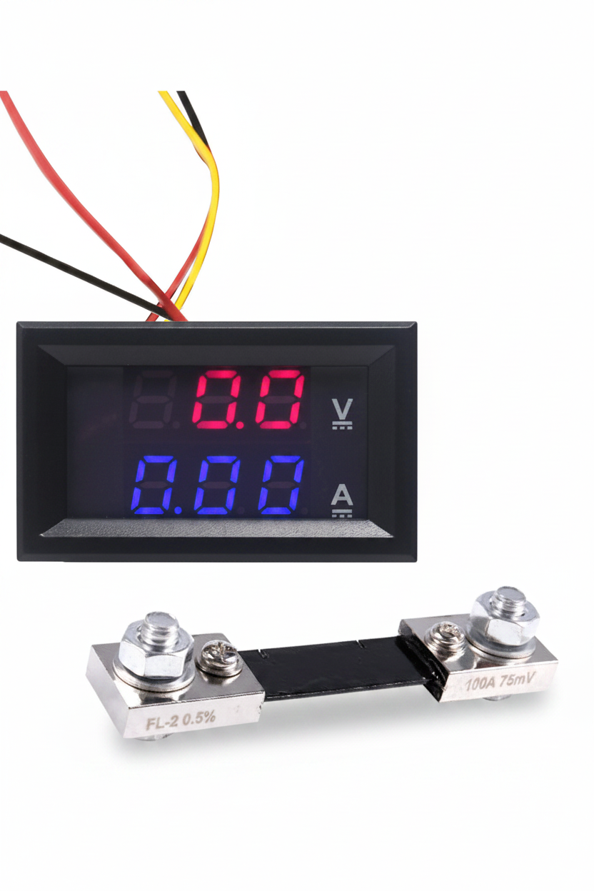 Voltímetro Amperímetro 100v 100a Digital + Derivador Shunt