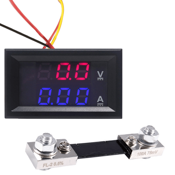 Voltímetro Amperímetro 100v 100a Digital + Derivador Shunt - Tecneu