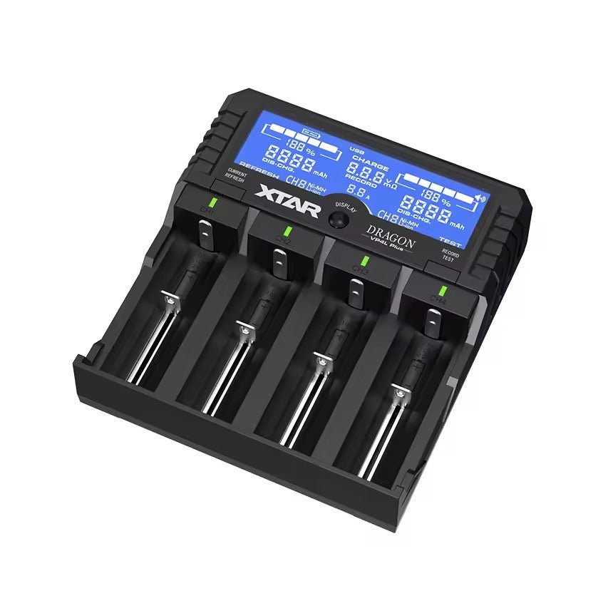 XTAR Dragon VP4L Plus Cargador y Analizador Inteligente de Baterías Li-ion, NiMH/NiCD