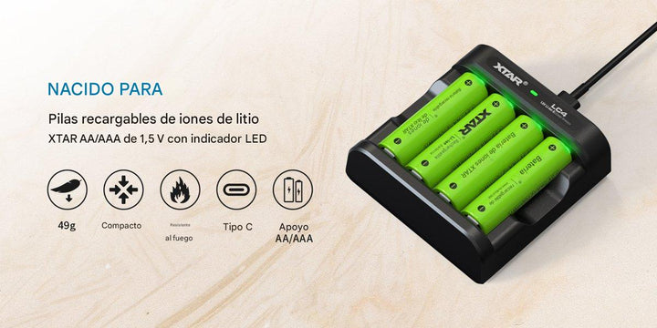 XTAR NEW LC4 Cargador para Baterías Li - ion AA y AAA - Tecneu