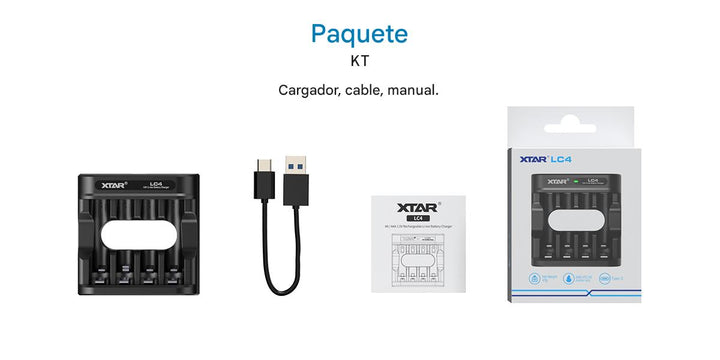 XTAR NEW LC4 Cargador para Baterías Li - ion AA y AAA - Tecneu