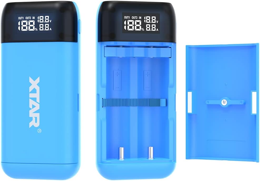 Power Bank + Cargador de Baterías 18650 - 21700 Li-ion/IMR/INR/ICR XTAR PB2SL