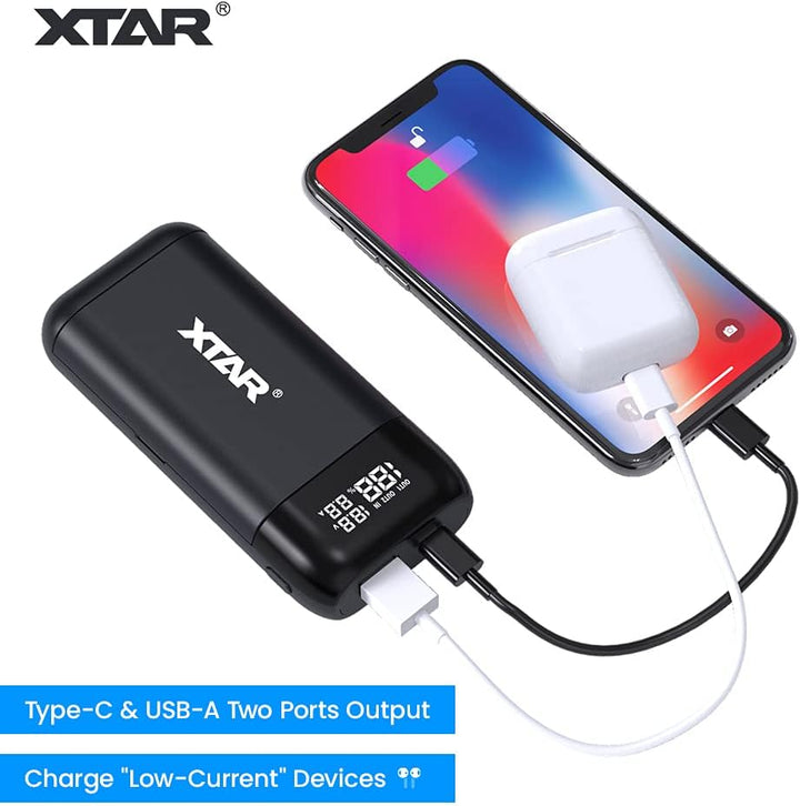 XTAR PB2SL Cargador de Baterías 18650 Con Power Bank Li - ion IMR INR ICR - Tecneu